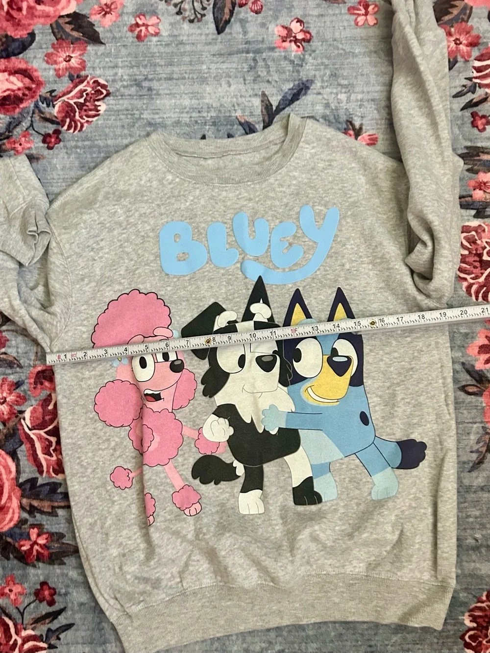 Bluey Grey Graphic Kids Crewneck Sweatshirt